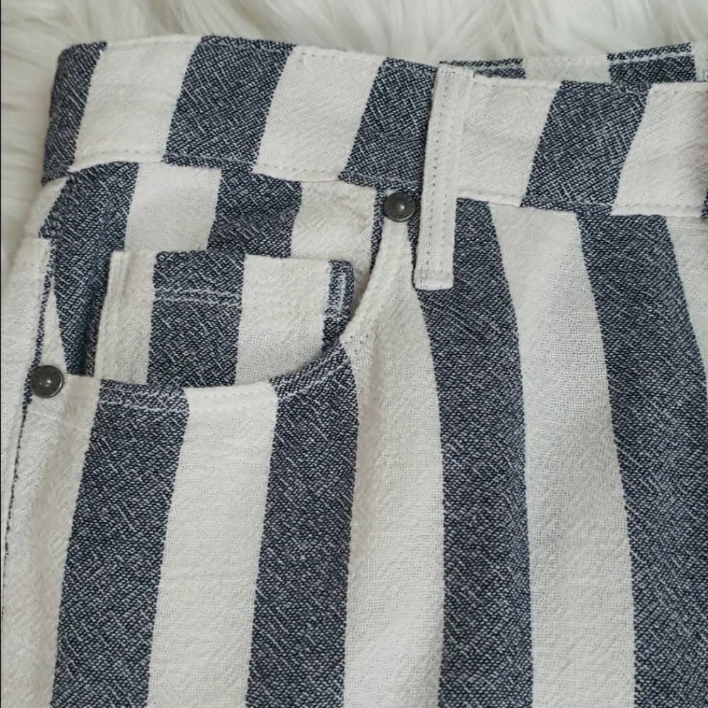 Parker Smith Sailor Mid-Rise Striped Denim Palazzo Flare Nautical Pants … - Picture 6 of 16